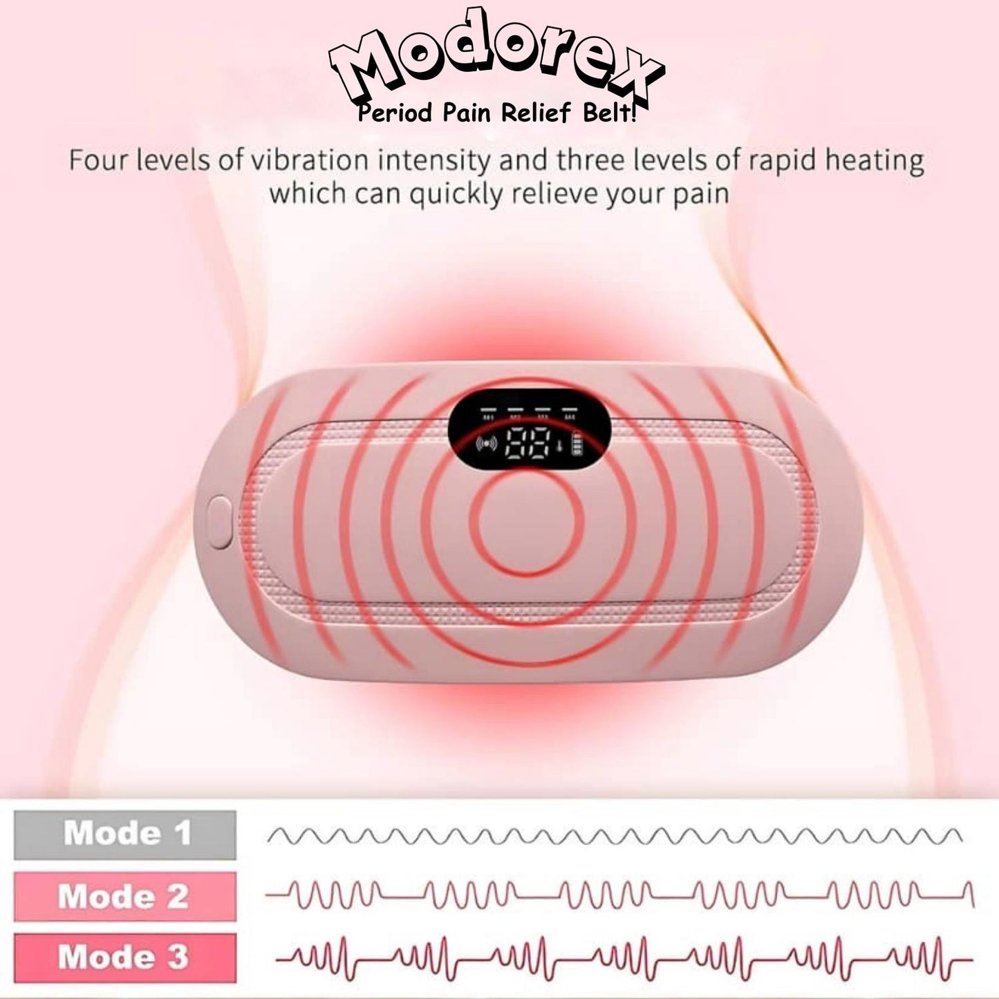Modorex Period Pain Relief Belt with Heat & Vibration